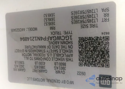 2022 Chevrolet Express Cargo Rwd 2500 Regular Wheelbase Wt from USA, damaged, VIN 1GCWGAFP4N1214894